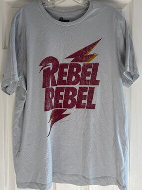 David Bowie Rebel Rebel Gray Burgundy Official Graphic Band T-Shirt Large L